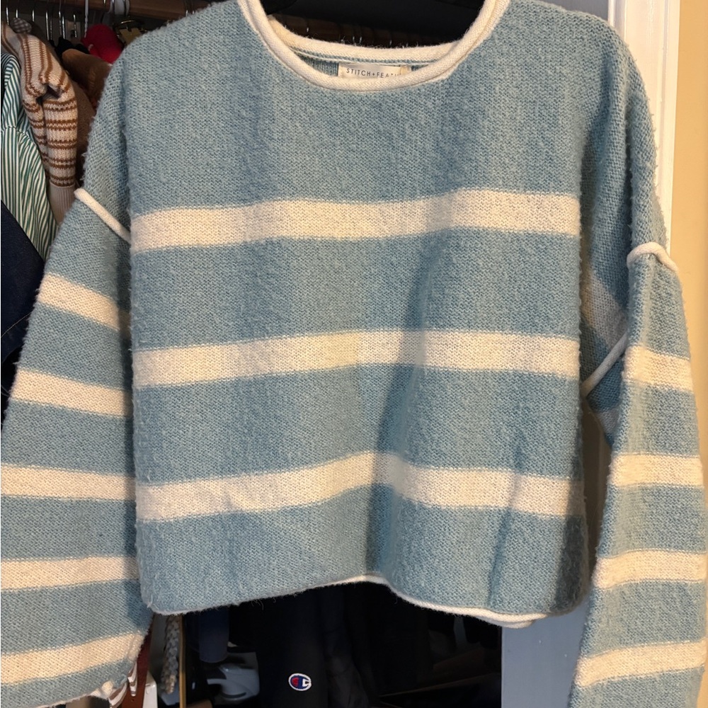 Stitch & Feather Blue and White Stripe Sweater